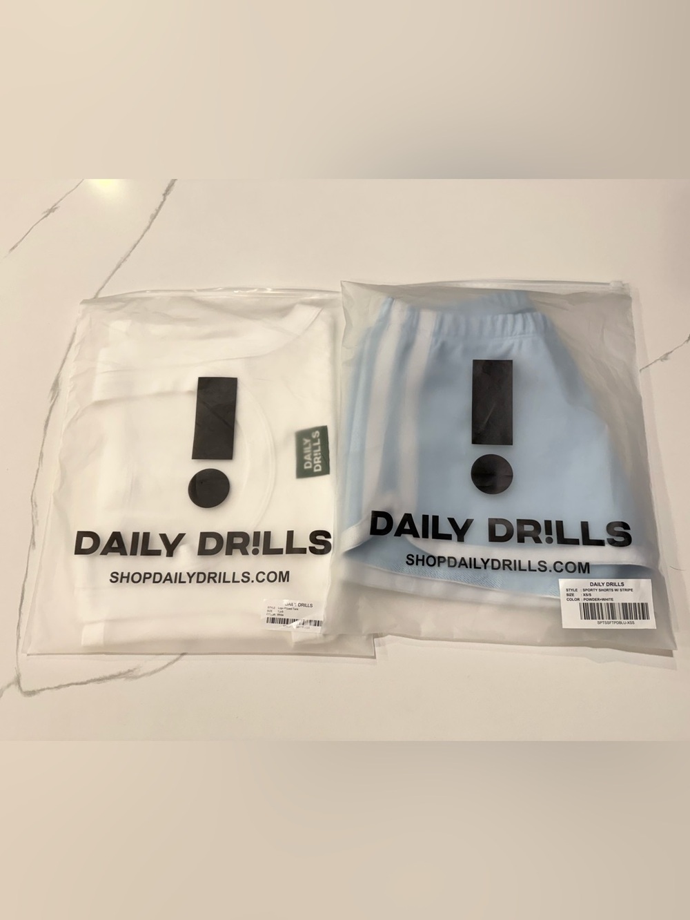 Daily Drills White Tank & Light Blue shorts